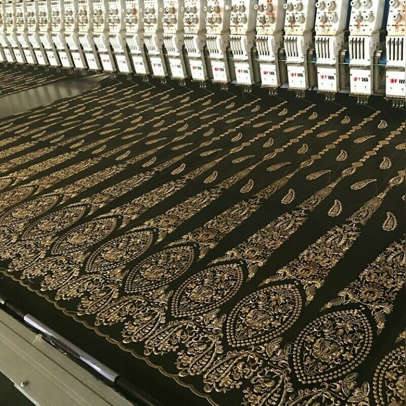 Spitze Netzstoff Blumen Bestickt 3d Blumen Schneiderei Diy Tuch Gold Schwarz