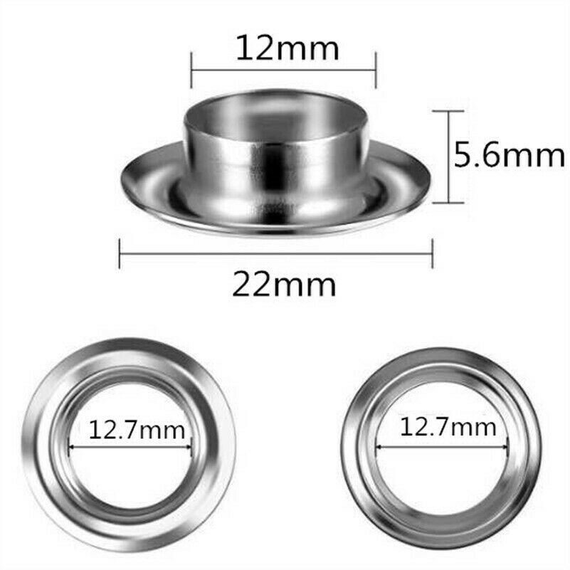 100PCS Eyelets Grommets Buckle Leather Rivet 12mm with Installation Tools