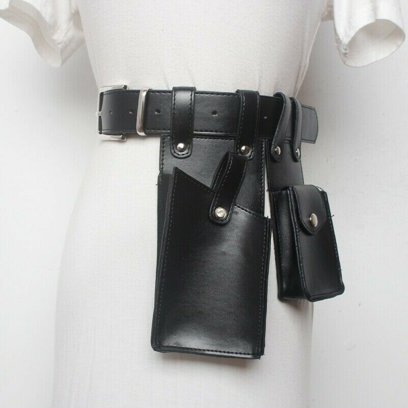 Women Punk Gothic Belt Cargo Pocket Corset Waistband Bag Club Faux Leather