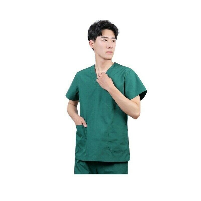 Uomo Medico Dentista Scrub Maglia Camicie Infermiere Ospedale Uniforme