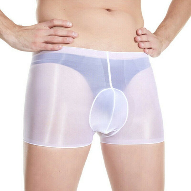 Sexy Herren Gay ' Durchsichtig Unterwäsche Geölt Glänzend Boxer Shorts
