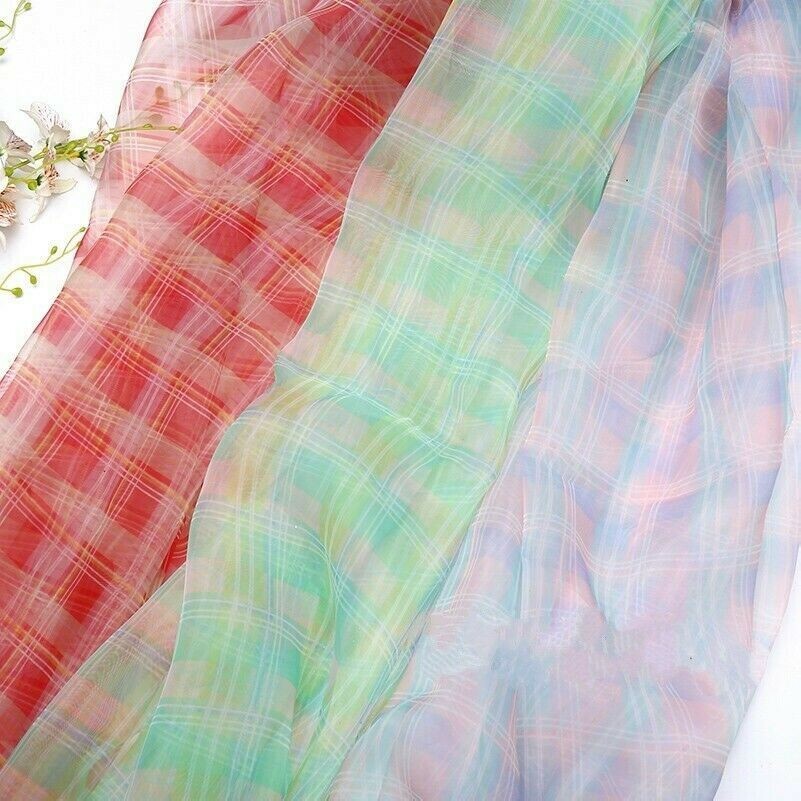 Quadri Rete Tessuto Organza Pizzo Tartan Tenda Gonna Abito Craft Tulle Voile