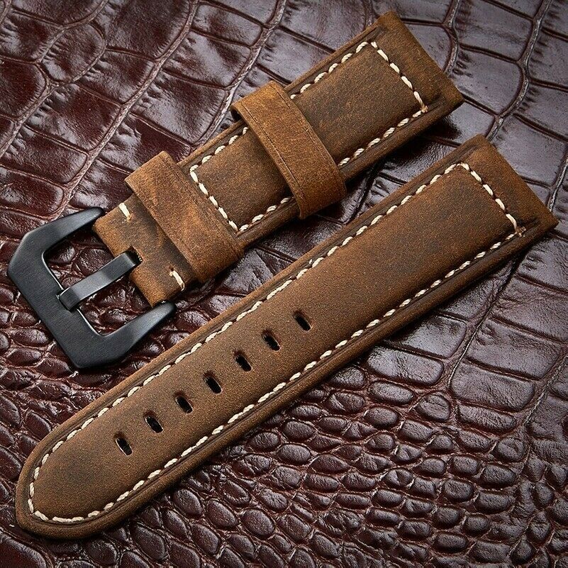 Herren Schnellverschluss Retro Leder Uhr Armband Elegant 20MM 24MM 26MM