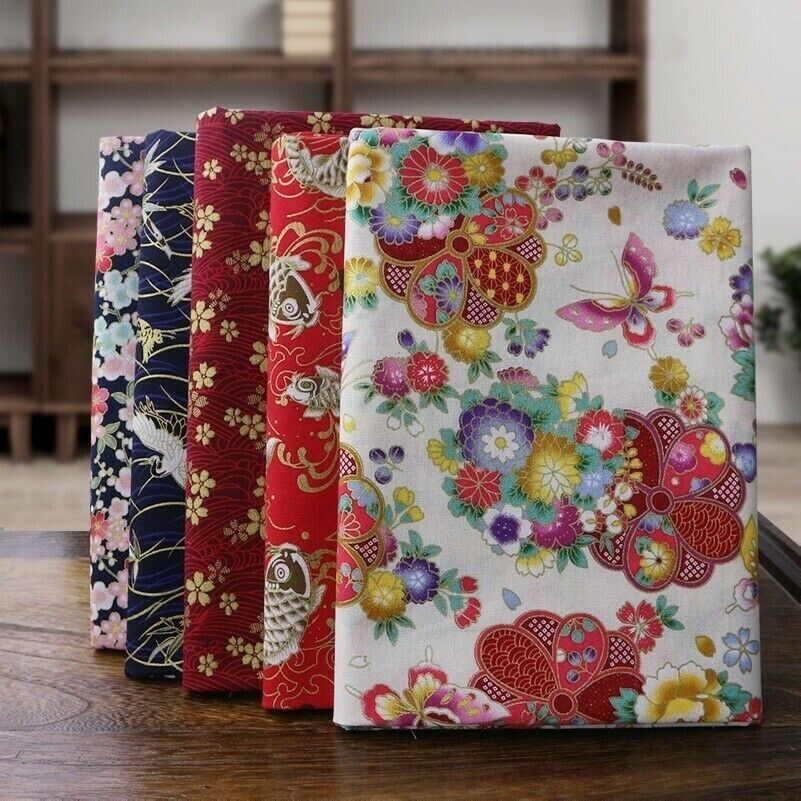 Floral Fabric Cotton Ethnic Japanese Sakura Vintage Style Retro DIY Yukata