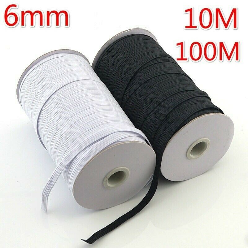 6mm Skinny Elastic Band Cord Flat Ribbon Stretch Rope Trim Sewing Craft 100M
