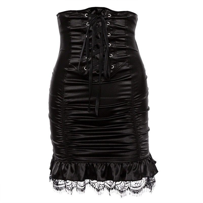 Femmes Sexy Lolita Gothique Victorien Jupe à Volants Dentelle Steampunk Moulant