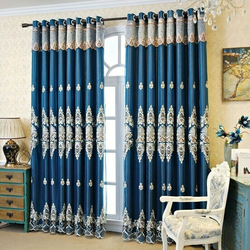 Blackout Curtains Double Layer Window Tulle Drape Grommets Top Home Decor