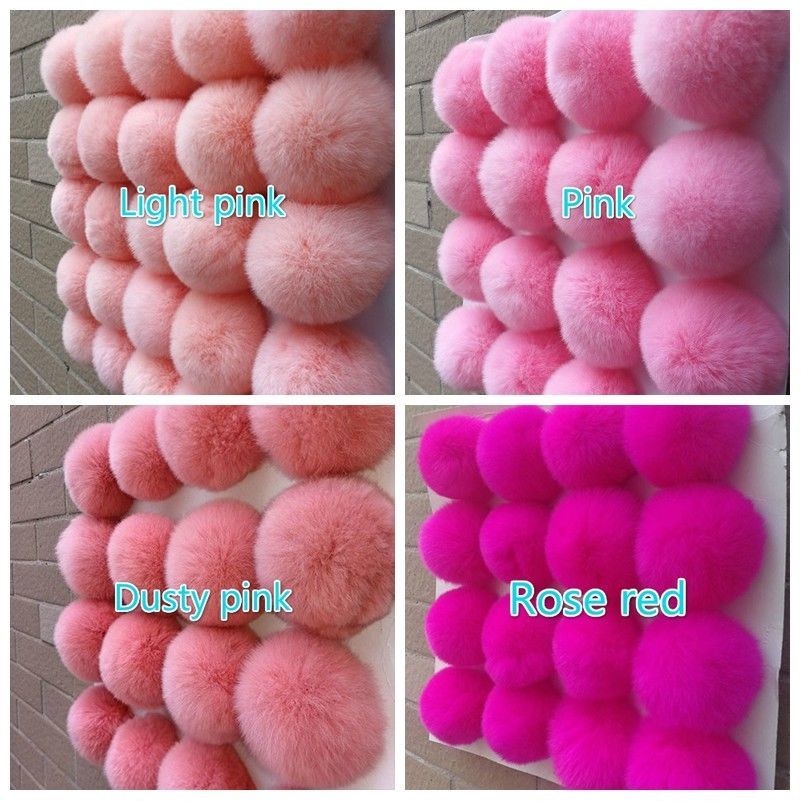 10X Rabbit Fur Pompom Ball Fluffy Pendant for Hat Bag Shoes Key Chain Cute Pink