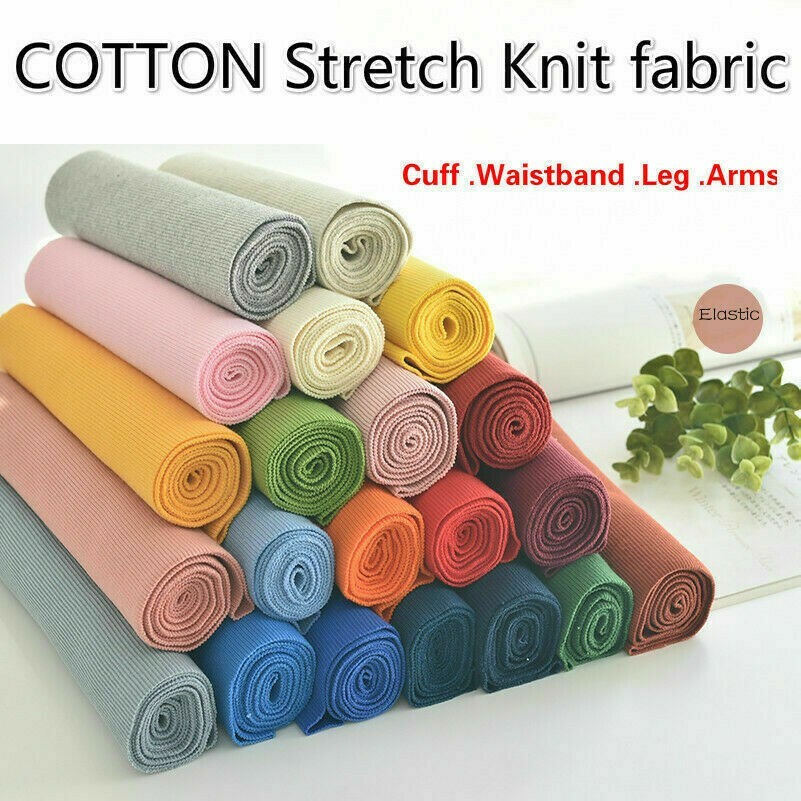 Solid Stretch Gestrickt Manschette Bund Bein Arme Gerippt Rand Jersey Stoff