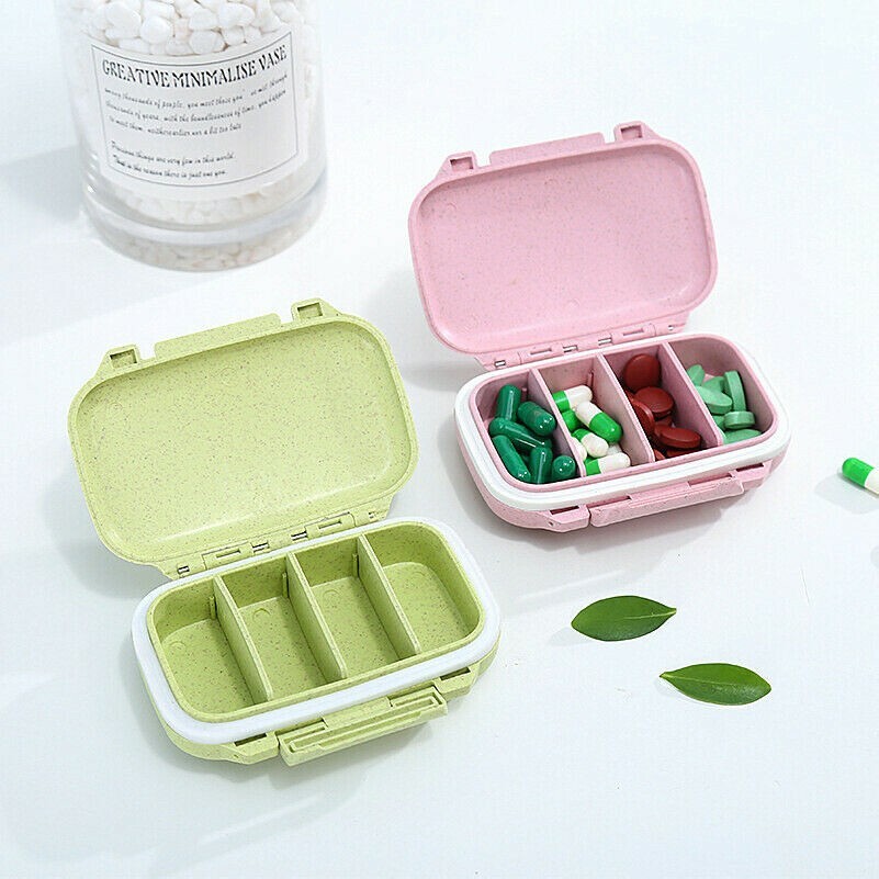 Wheat Fiber Pill Organizer 4 Times A Day High Capacity Moistureproof Box