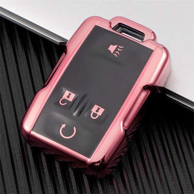 Remote Key Fob Cover Case Holder Chain for Chevrolet Suburban GMC Yukon 4 Button