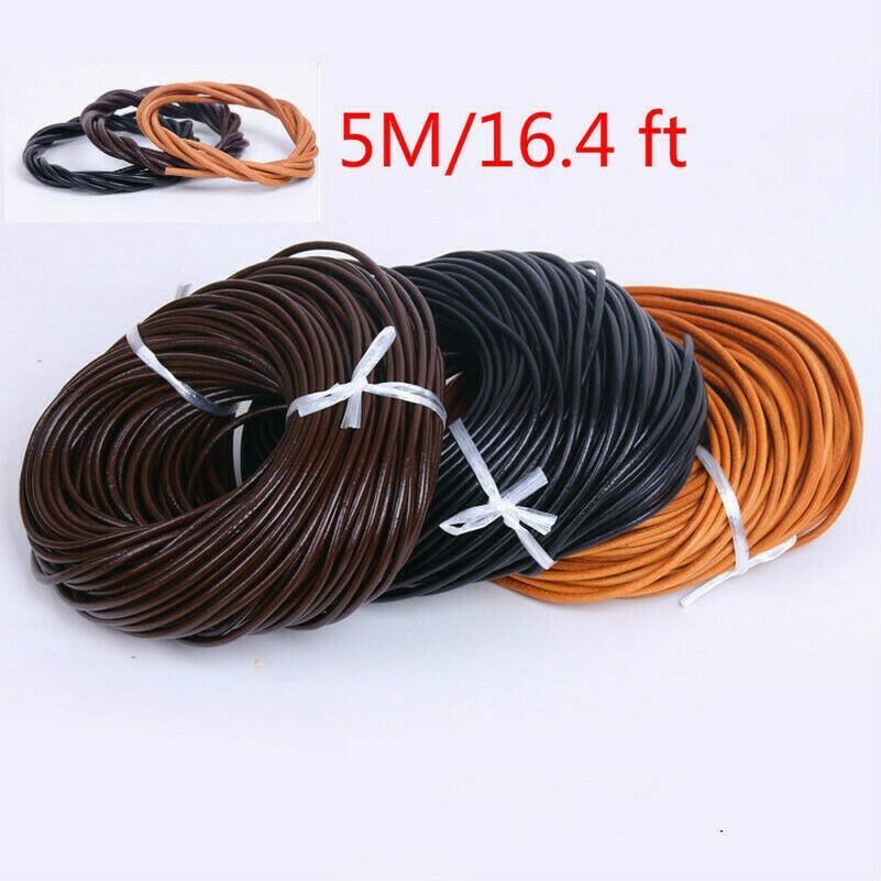 5M Original Leder Kordel Rund Seil Saiten Für DIY Schmuck Armband Schnüre