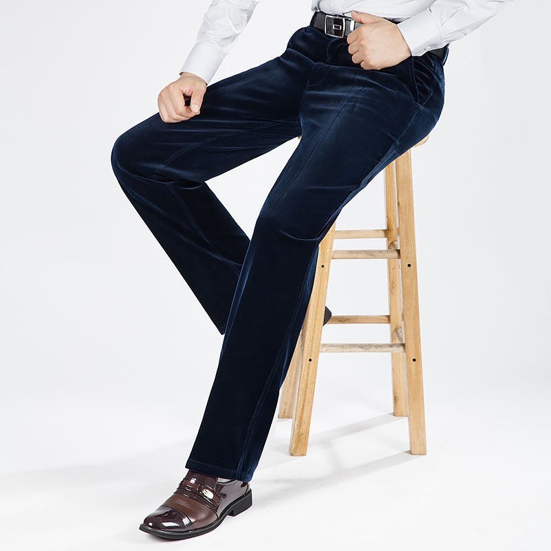 Hommes Velours Côtelé Pantalon Droit Décontracté Taille Haute Vintage