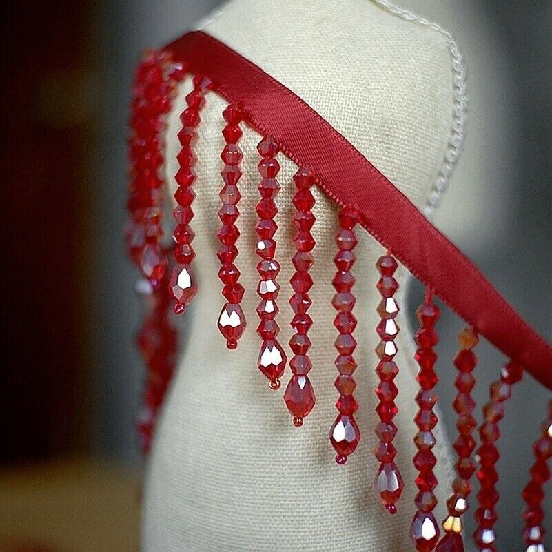 Crystal Trim Beaded Sewing Edge Fringe DIY for Craft Dress Curtain Lampshade