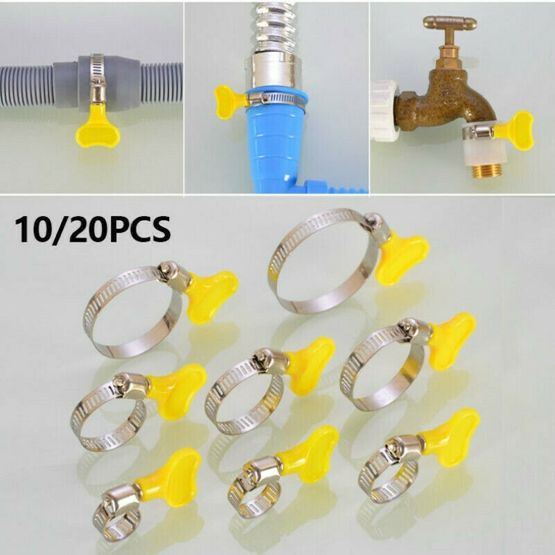 10PCS Jubilee Hose Clips Stainless Steel Pipe Clamps with Handle Adjustable