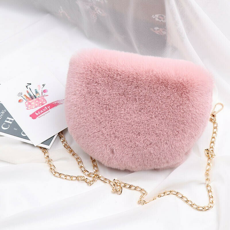 Femme Fausse Fourrure Sac Filles et Sacs à Main Alliage Bandoulière Unie Hiver