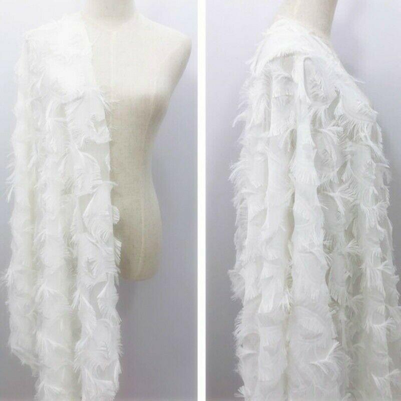 Jacquard Mousseline Tissu Paon Plume Motif Gland Frange Robe Matériel