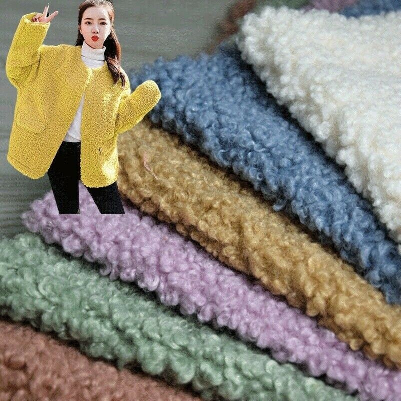 Sherpa Tessuto in Pile Agnello Cashmere Simil Lana Spesso Abbigliamento da Iarda
