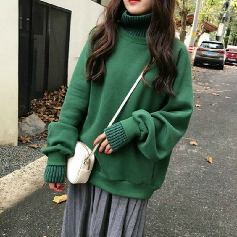 Femme Femme Desseré Pull Sweat Tricoté Col Roulé Décontracté Haut Hiver