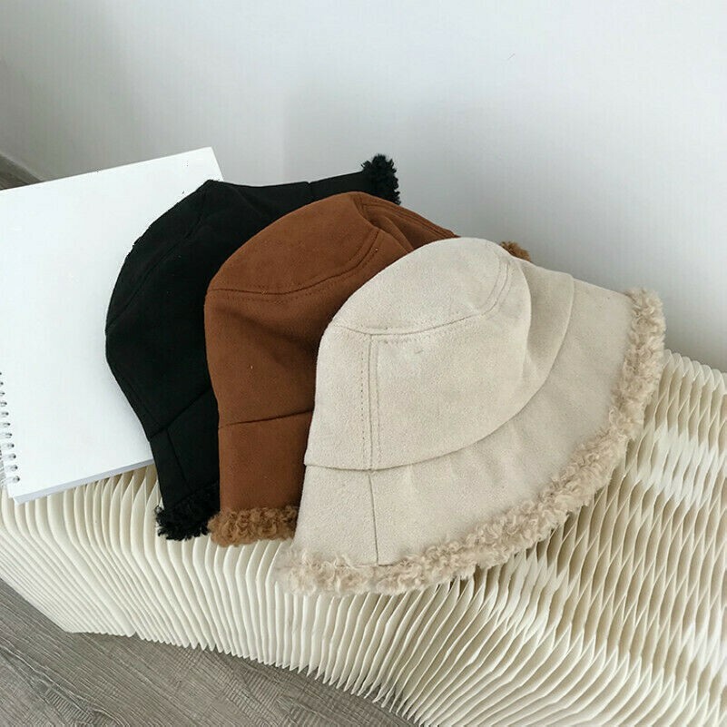 Femme Chapeau Bush Pêche Large Bord Moelleux Polaire Fourrure Peluche Hiver