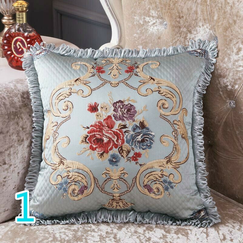 Copriletto Divano Cuscino Custodia Cover Ricamo Floreale Nappa Arredo Casa