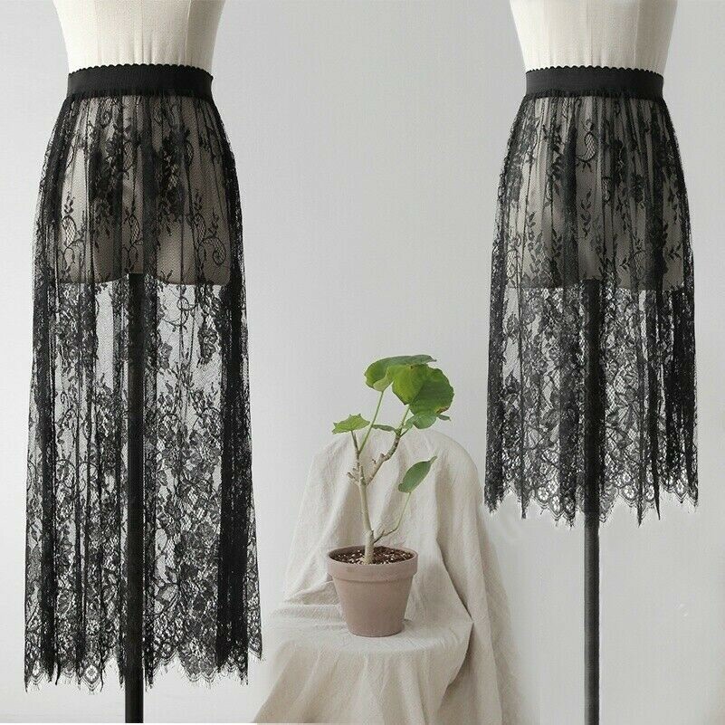 Pizzo a Rete Gonna Sottoveste A-Line Slip Abito Sottogonna Fodera lungo Corto
