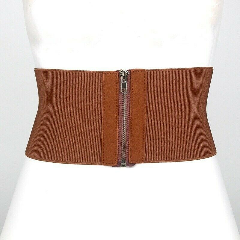 Femme Ceinture Élastique Fermeture Éclair Corset Large Vintage Rétro Accessoires