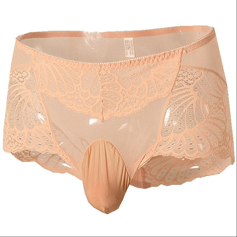 2 Paar Herren Sexy Spitze Shorts Unterwäsche Slip Unterhose Schier Netz Gay Pink