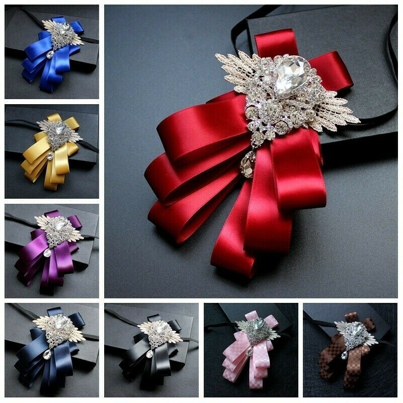 Men Rhinestone Crystal Bow Tie Bownot Party Wedding Suit Neck Decor Vintage