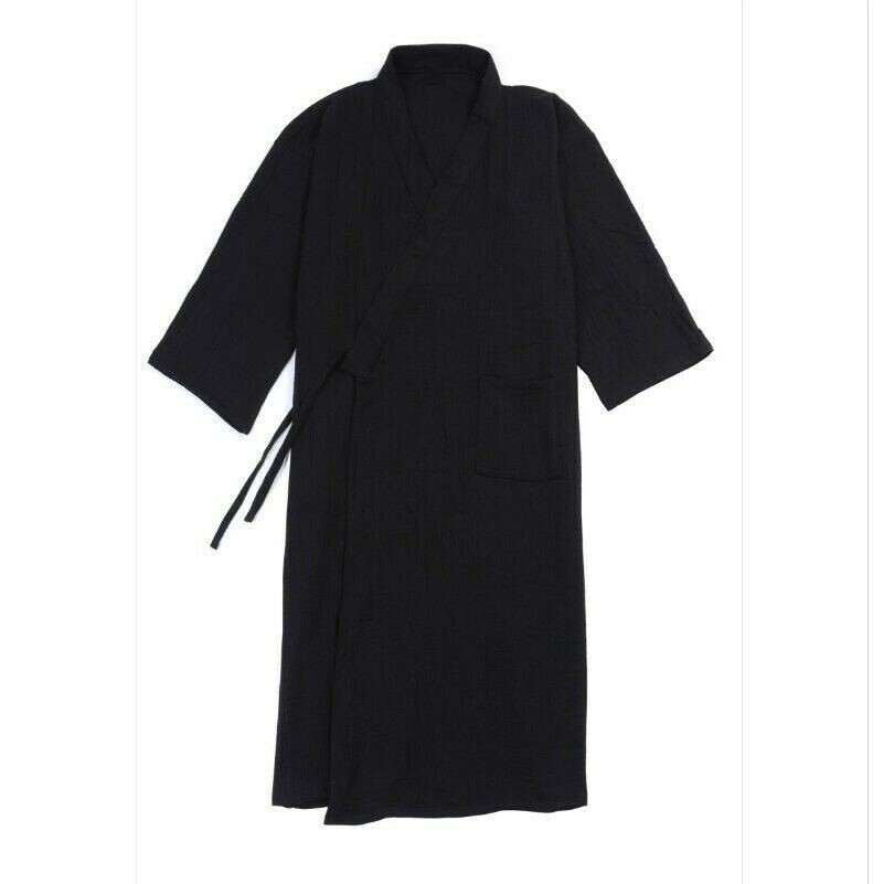 Herren Kimono Yukata Bademantel Robe Langärmelig Nachtwäsche Baumwolle Japanisch