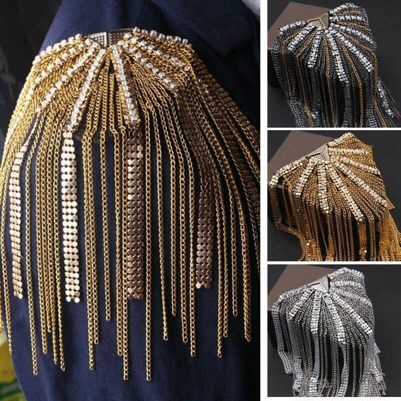 Metal Tassel Epaulet Shoulder Board Brooches Steampunk Costume Accessory Vintage