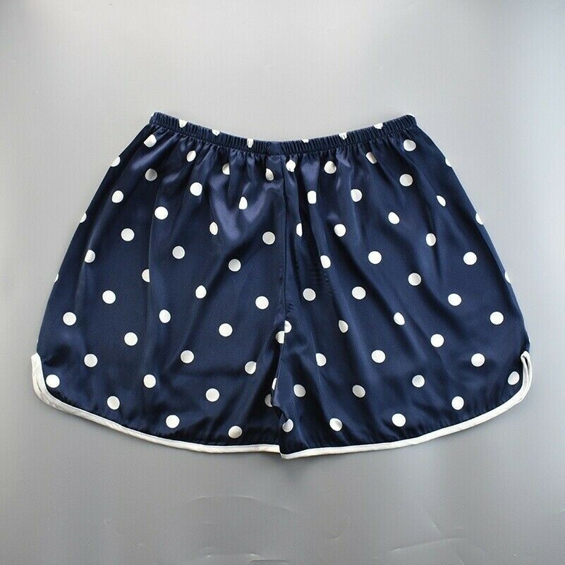 Women Satin Shorts Faux Silk Underwear Knickers Stripe Polka Dots Plus Size