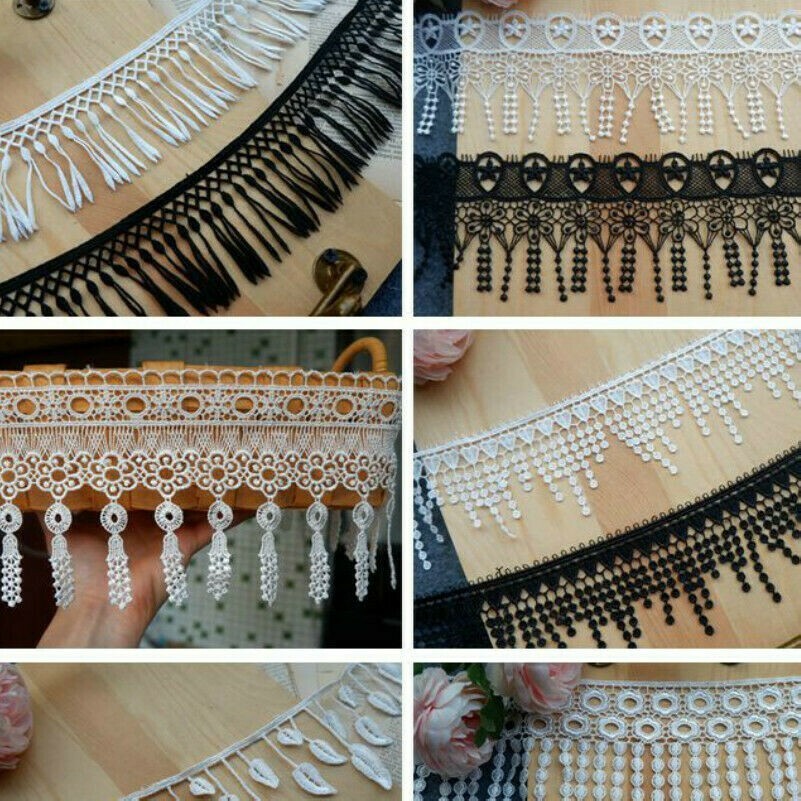 1M Quaste Spitzenrand Kante Fransen Nähen Borte Hochzeit Kleid Vorhang Basteln