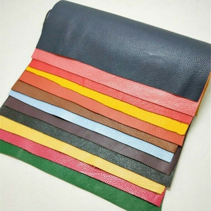 Real Genuine Leather Fabric First Layer Cowhide Scrap Material Hide Cut Blue DIY