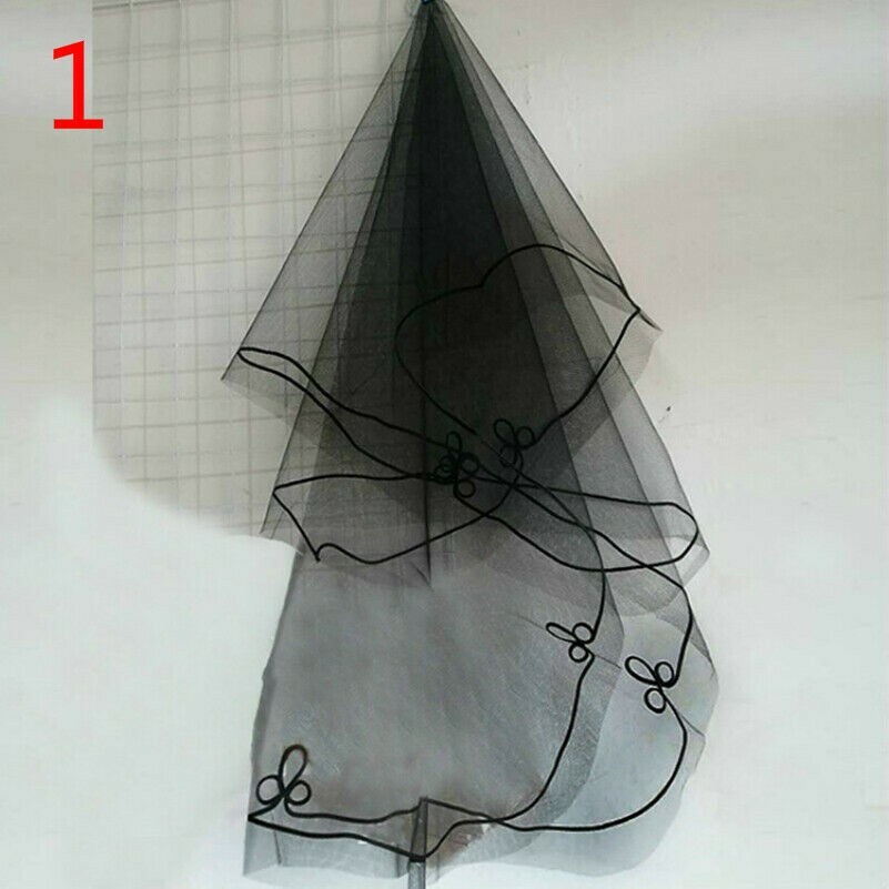 Cathedral Schleier Spitze Tüll Netz Gothic Organza Kostüm Hochzeit Lolita Black