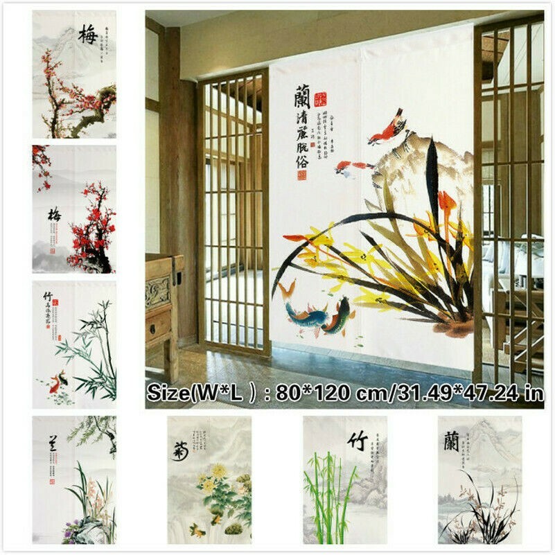 Noren Porta Ingresso Tendine Cinese Prugna Fiori Divisorio da Parete Drappo