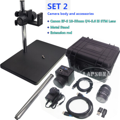 4K IMX283 HDMI USB WIFI EF-Mount Auto Focus Microscope Camera Set SLR Lens Stand