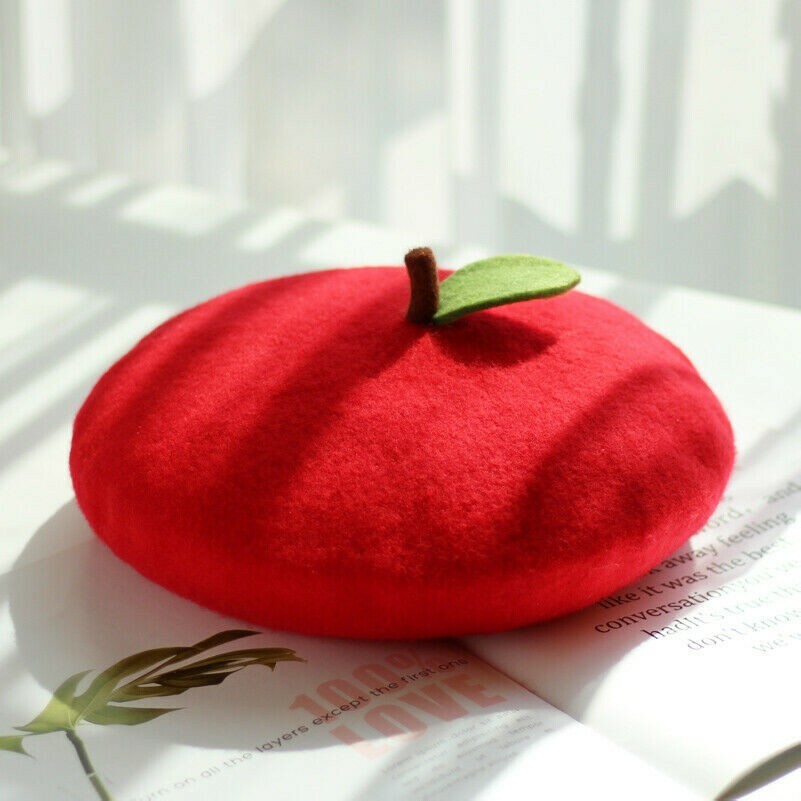 women-beret-cap-painter-hat-lolita-wool-blended-sweet-fruit-orange-handmade