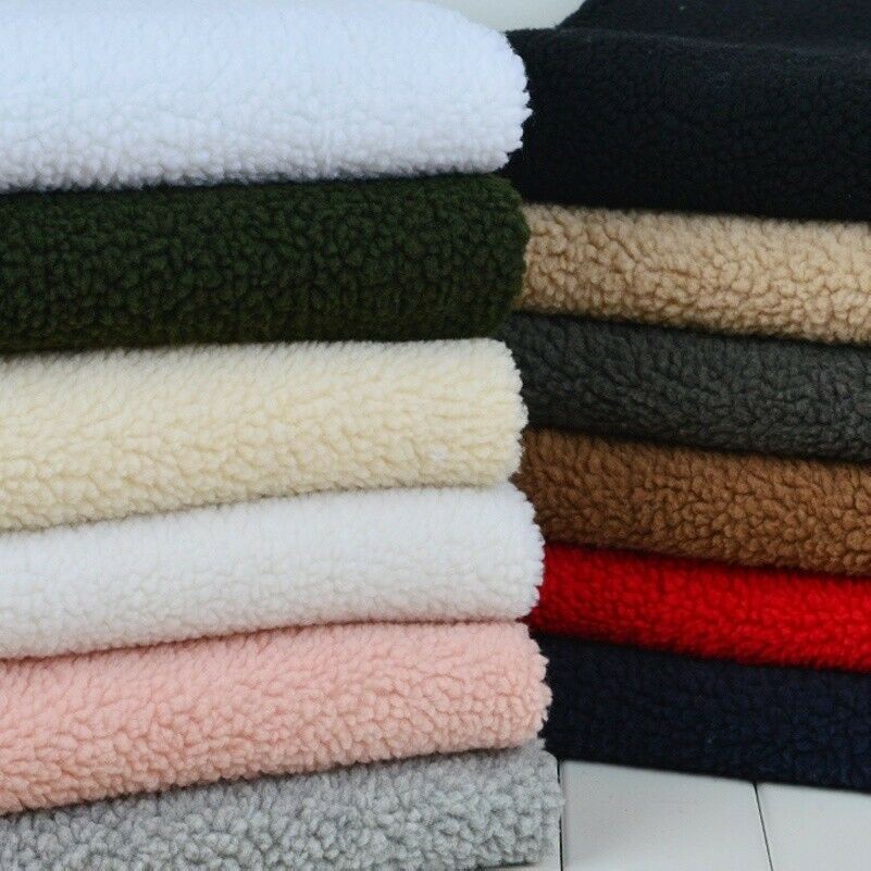 1x1.5M Faux Lamb Wool Fur Sherpa Fleece Fabric Lining DIY Cloth Flutty Warm Soft