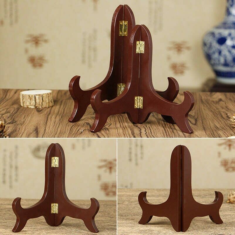 Wooden Bracket Plate Holder Tea Tray Dish Rack Easels Display Stands 4-10''