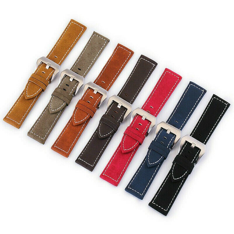 Herren Echtleder Uhrarmband Band mit Feder Stangen Klassische Größe 18-24mm