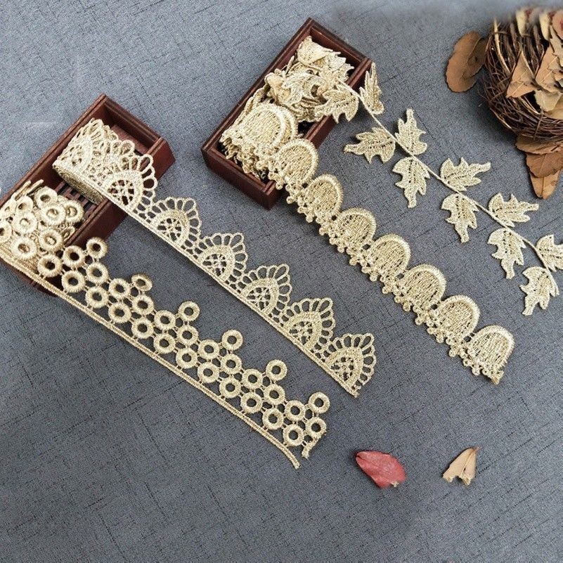 broderie or BORDURE DENTELLE RUBAN FRANGE Custome décore Applique DIY Couture