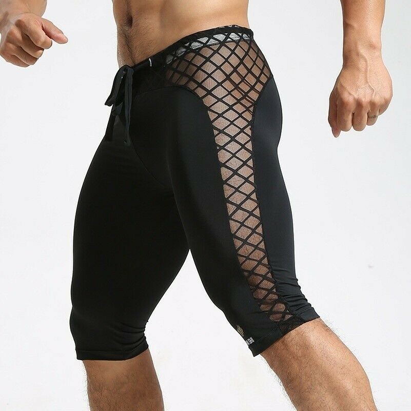 men-mesh-fitness-shorts-boxer-trunks-sports-tights-splice-jogging-training-slim