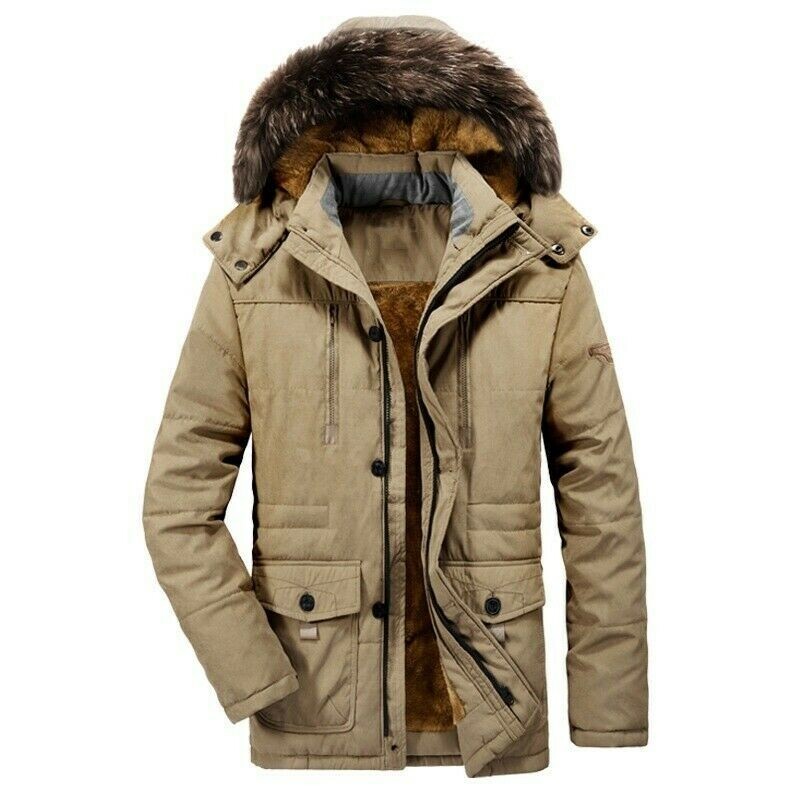 Men's Cotton Padded Parka Coats Hooded Puffer Jackets Oversized Winter Warm