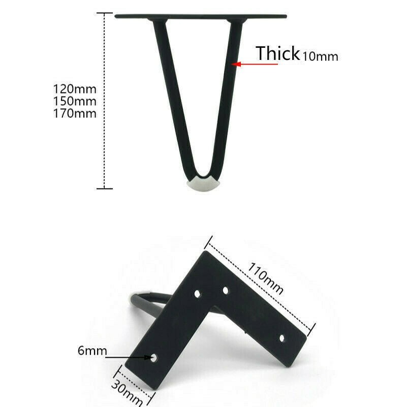 1PC Furniture Table Leg Iron Hairpin Foot Heavy Duty sofa leg Rubber Protector