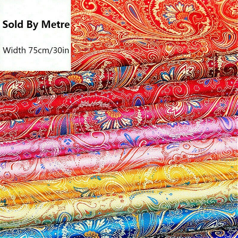 75cm Ampio Paisley Tessuto Vintage Floreale Stampa Panno Tende Hobby Casa Cucito