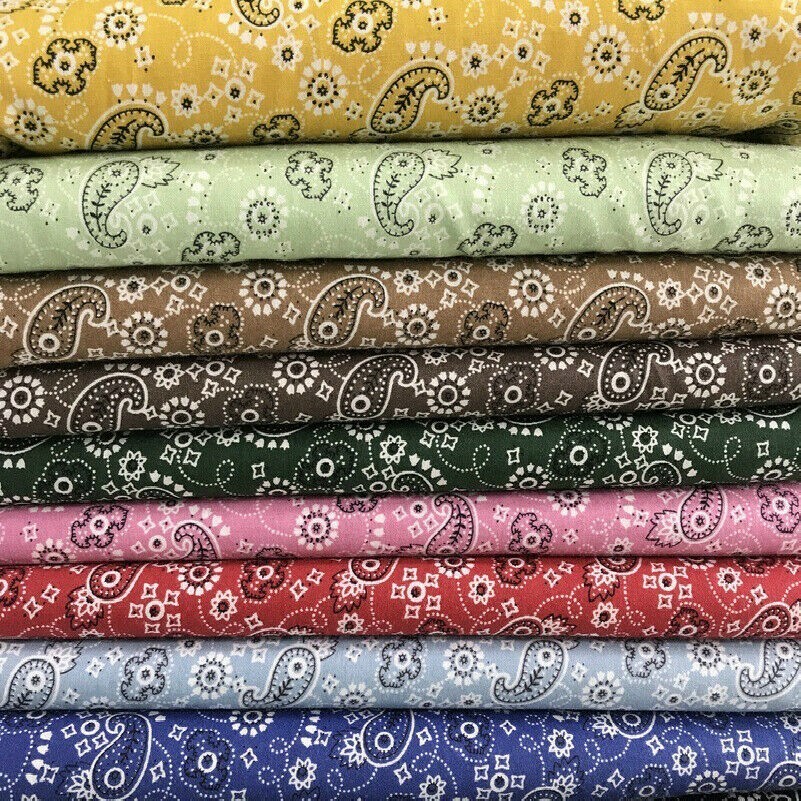 Vintage Paisley Floral Printed Fabric 100% Cotton Clothing Accessories DIY