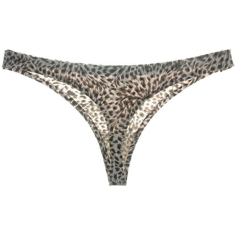 Women Seamless Panties Brief Thong G-string Leopard Print Ice Silk Low Waist SPW
