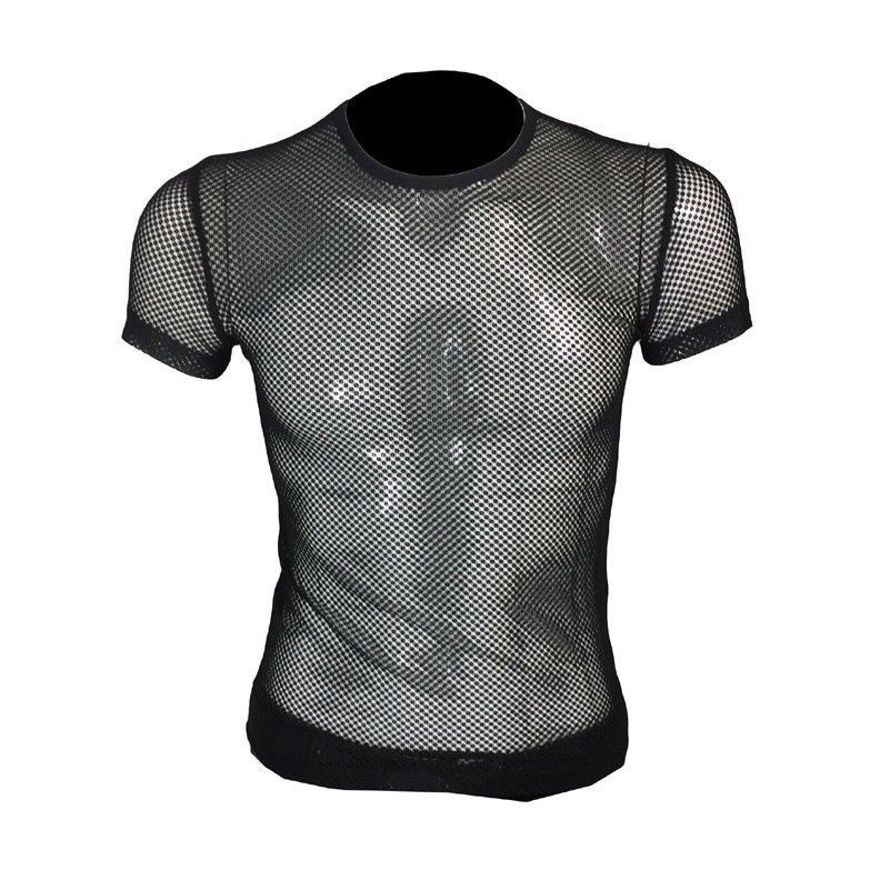 hommes résille sexy maille chemise t-shirt Danse Punk Gothique Club