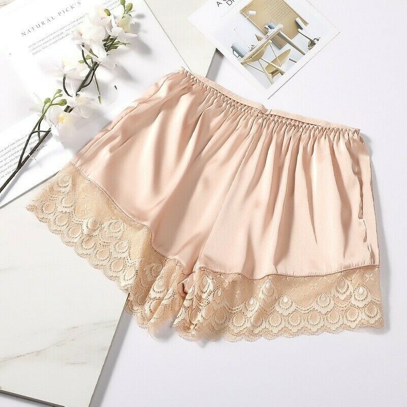 Kunstseide Damen Spitze Satin Unterwäsche Höschen Shorts Unterhosen Schlafanzüge